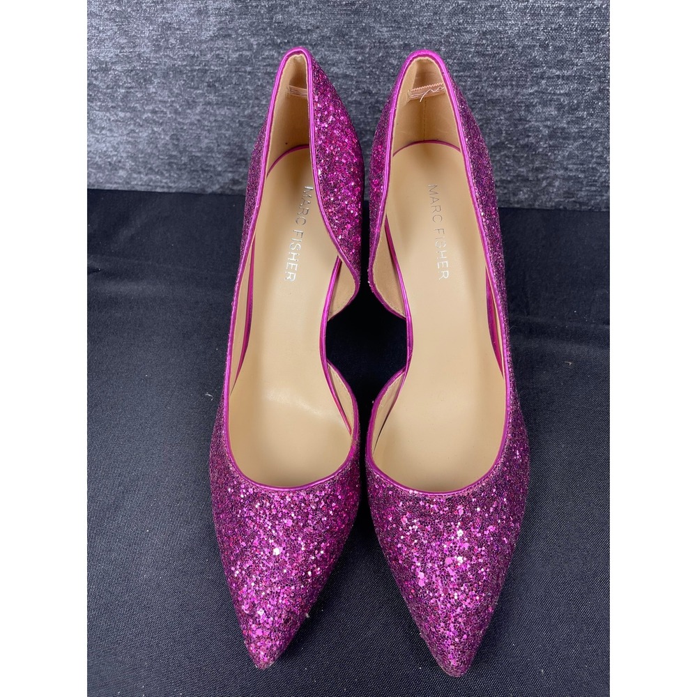 Marc Fisher MFDEBUTA Pink Glitter d'Orsay Pointed Toe Stiletto Pumps Womens 7.5M